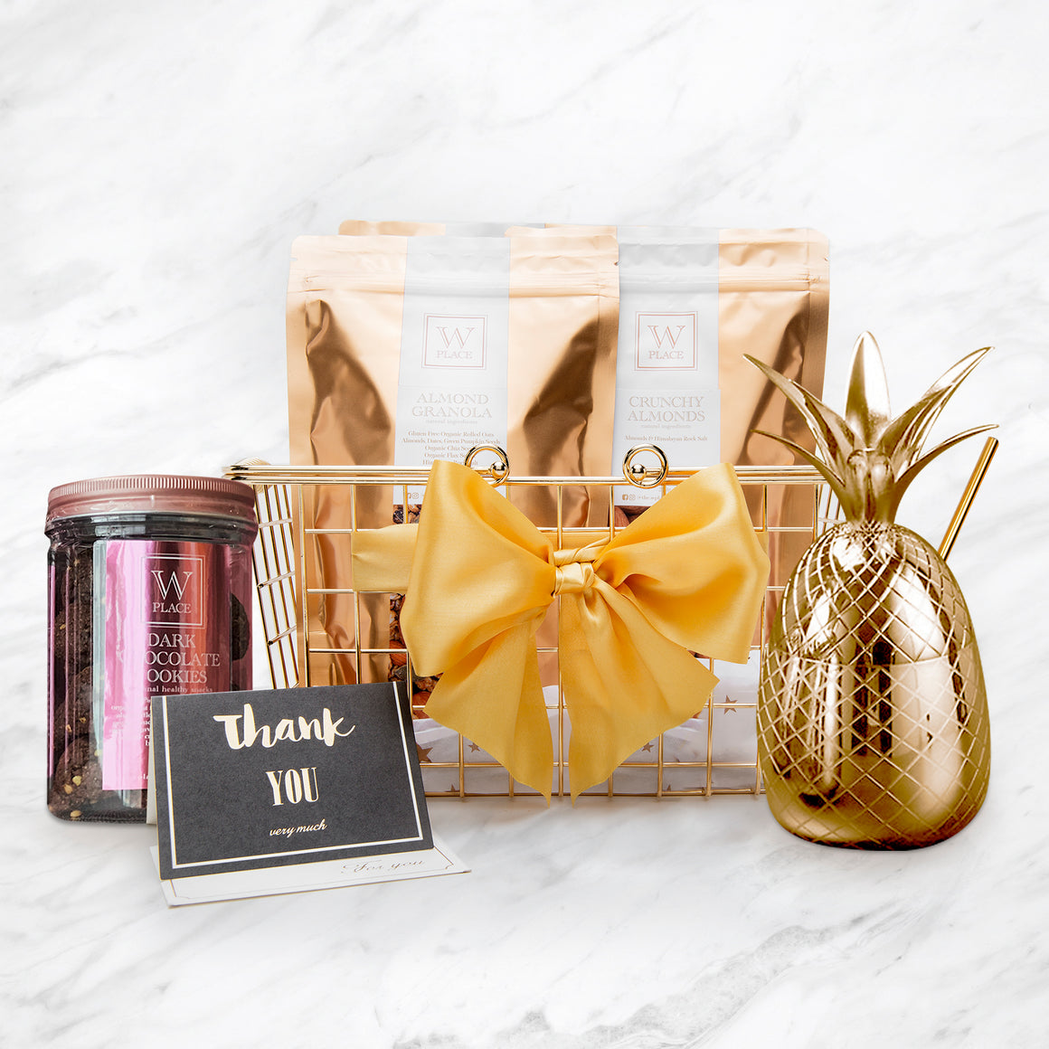 W GOLDEN PINEAPPLE MUG BASKET